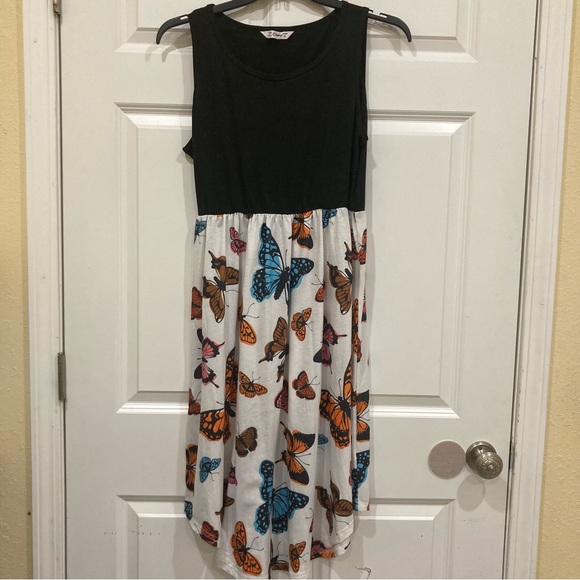 Pat Pat size XL casual black top white butterfly skirt multi color casual dress - Picture 3 of 10